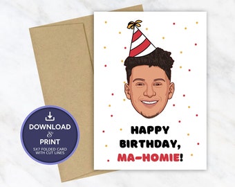 Patrick Mahomes Birthday Card | Printable Birthday Card | Kansas City Chiefs Birthday Card | Instant Digital Download 5x7