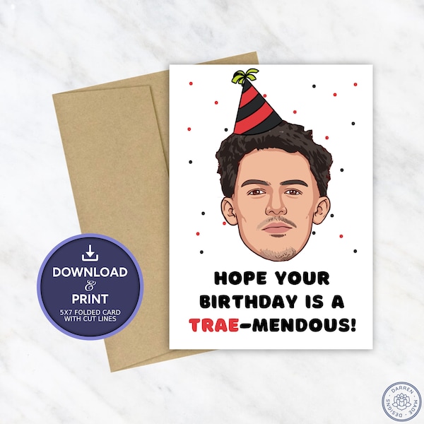 Trae Young Birthday Card | Printable Birthday Card | NBA Atlanta Hawks Birthday Card | Instant Digital Download 5x7