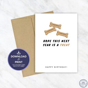 Printable Birthday Card | Dog Treat Pet Birthday Card | Instant Digital Download 5x7