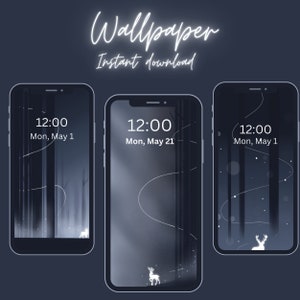 Magical Deer wallpaper, fantasy wallpaper, digital wallpaper, Phone wallpaper, digital Download, Digital phone wallpaper