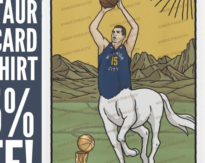 T-shirt de basket-ball Jokic Tarot Centaur Horse disponible en 11 couleurs, un excellent cadeau unique pour les fans de basket-ball Nuggets et les fans de basket-ball NBA