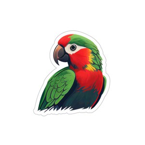 Mooie Parrot Vinyl Laminate Die-Cut Sticker - Water Bottle Sticker/Laptop Sticker/Jungle Animal Stickers / Kids Stickers