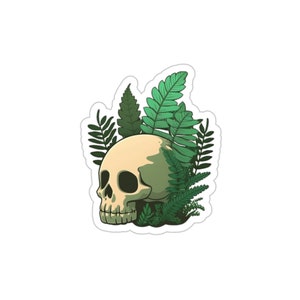 3 "Skull with Tropical Plants Version 1 Laminate Vinyl Sticker - Water Bottle Stickers / Laptop Stickers / Skateboard Stickers / Journal Stickers
