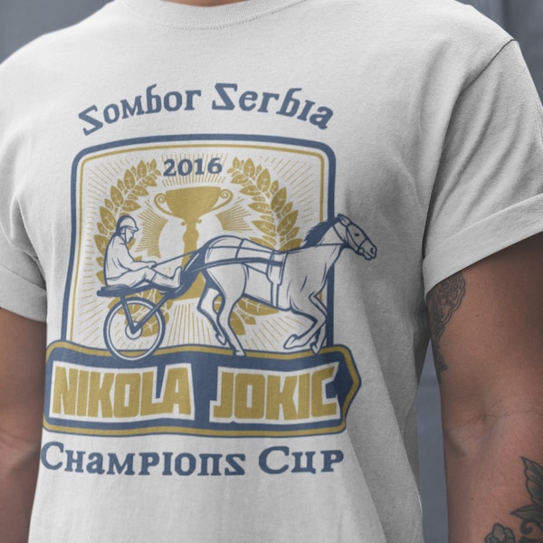 Unique Denver Nuggets Nikola Jokic Horse Racing Shirt | Retro Trendy Vintage | Unisex Jersey Short Sleeve Tee | Fathers Day Gift | Blue