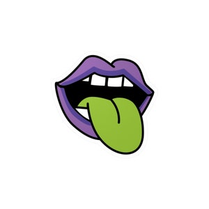 90s Attitude Green Mouth Laminate Vinyl Kiss-Cut Sticker - Water Bottle Stickers/Laptop Stickers/Skateboard Stickers/90s Kid