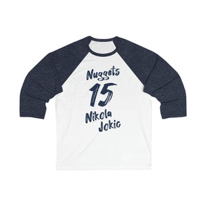 Baseball Style Denver Nuggets 3/4 Length Sleeves Shirt | Fathers Day Gift | Unisex | Celebrating Jokic in Retro Style