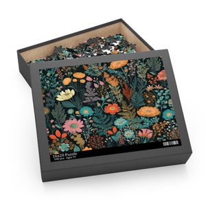 William Morris Inspired Floral Symphony Jigsaw Puzzle (120, 252, 500-Piece) - Cottagecore, Nature-inspired Puzzle Game