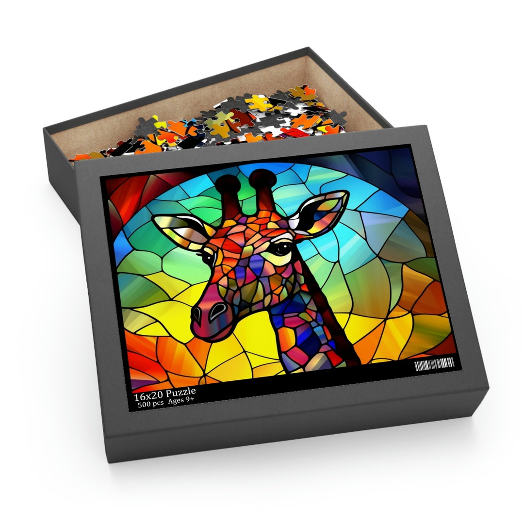Giraffe Stained Glass Jigsaw Puzzle 120, 252, 500 Piece Puzzle Lover