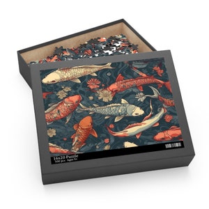 Koi Serenity Jigsaw Puzzle (120, 252, 500-Piece) - Tranquil Koi Fish Pond Botanical Puzzle Game