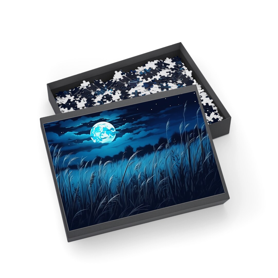 Blue Moon Cloudy Night Puzzle Symbolic Jigsaw for Spiritual