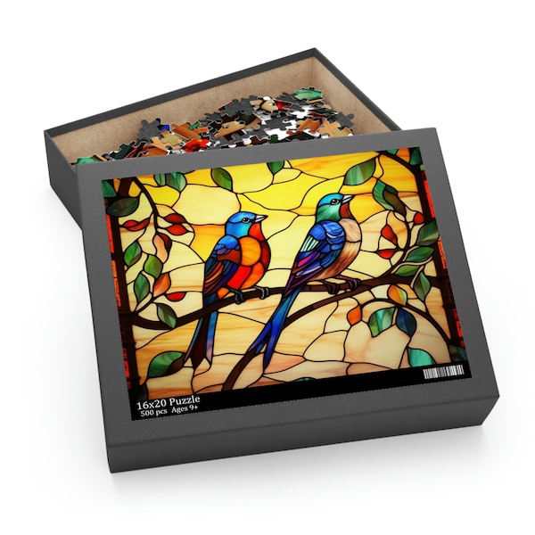 Puzzle oiseaux, vitrail, 120, 252 pièces, cadeau pour amoureux, puzzle unique animal, puzzles pour adultes