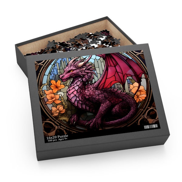 Casse-tête en vitrail Dragon Fantasy - Embarquez pour un voyage mythique dans des couleurs vives, cadeau d'anniversaire