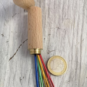 Darning needle set: 4 colorful needles with large eye in a wooden box image 4