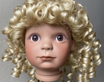 Doll wig size 16"-17" Heather - Fits most 16"-17'' doll head for Collectible Doll Classic Doll Antique Doll Vintage Doll Light Blonde Kemper