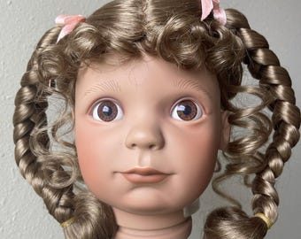 Doll wig size 14"-15" Ruby Fits most 14"-15'' doll head for Collectible Doll Classic Doll Antique Doll Vintage Doll Light Gold Brown Monique