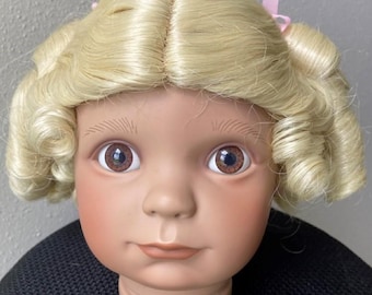 Doll wig size 14"-15"  Becky - Fits most 14"-15'' doll head for Collectible Doll Classic Doll Antique Doll Vintage Doll Pale Blonde Monique