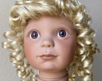 Doll wig size 14"-15" Heather - Fits most 14"-15'' doll head for Collectible Doll Classic Doll Antique Doll Vintage Doll Light Blonde Kemper
