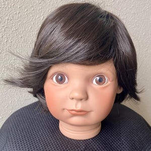 Doll wig size 15&quot; - 16&quot;  Cody - Fits most 15&quot;-16&#39;&#39; doll head  for Collectible Doll Classic Doll Antique Doll Vintage Doll Dark Brown