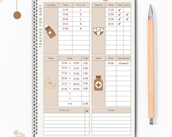 Printable Baby Log | Baby Tracker | Newborn Tracker | Nursing Log | Nanny Log | Babysitter Log | Caretaker tracker | Instant Download