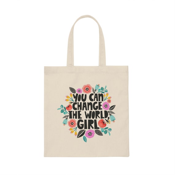 Change The World Personalized Canvas Tote Bag