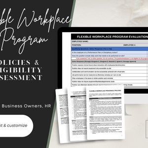 Remote, Flexible, Virtual, Hybrid, Work from Home Program | Policy & Assessment | Employee Templates | Human Resources | Print | Word | Edit