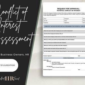 Conflicts of Interest Tool | Employee Handbook | Human Resources | HR Templates | Printable Form | Word | Editable Document | Small Business