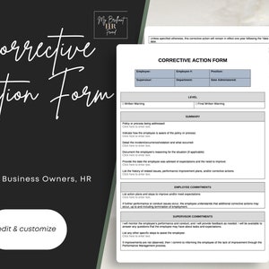 Corrective, Disciplinary, Warning Action Form | Performance Management | Human Resources | HR Templates | Printable Forms | Word | Editable