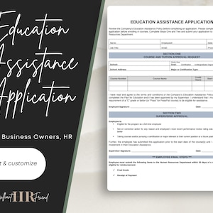 Education Assistance Application | Employee Handbook & Tools | Human Resources | HR Templates | Printable Forms | Word | Editable Documents