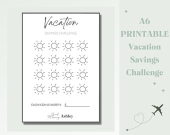 A6 PRINTABLE Vacation Savings Challenge Tracker
