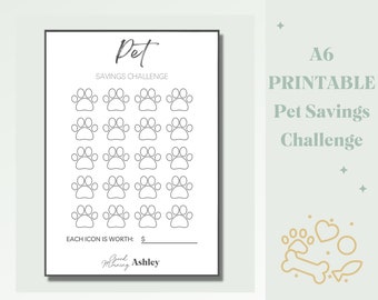 A6 PRINTABLE Pet Savings Challenge Tracker