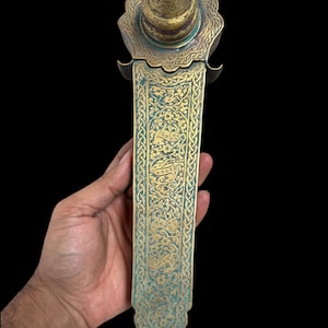 Antique Islamic Safavi Brass Qalamdan Pen Case with Inkwell – Calligraphy Box