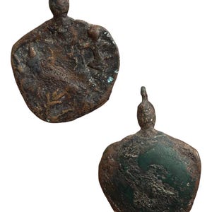 Rare Kushan Empire Bronze Intaglio Pendant | 1st–3rd Century AD | Ancient Central Asian Amulet