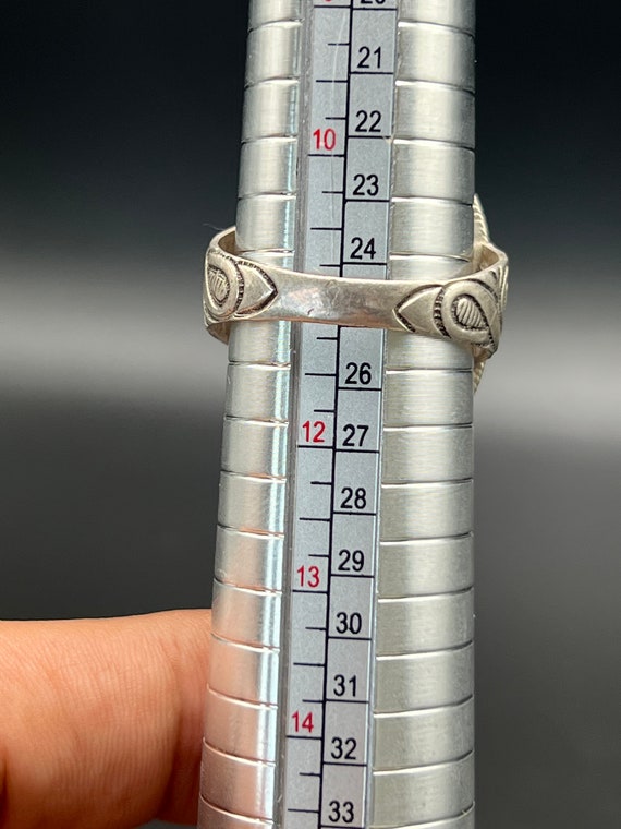 Handmade Silver Malachite Gemstone Vintage Ring - image 5