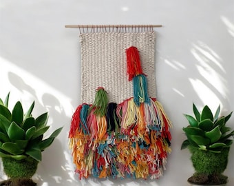 Tejido de flecos boho colorido