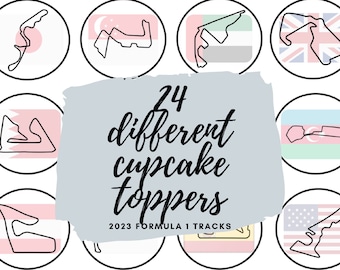 Formula 1 Birthday Party Cupcake Topper F1 Party Decor F1 Birthday Formula 1 Party Formula 1 tracks cupcake toppers racing birthday party F1