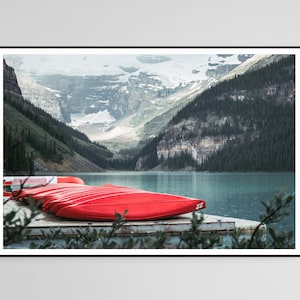 LAKE LOUISE PRINT Lake Louise Wall Art Lake Louise Poster Lake Louise Digital Banff Print Banff Poster Banff Art Banff Wall Art Canoe