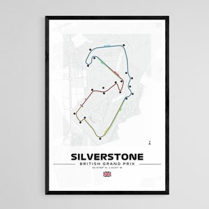 FÓRMULA 1 SILVERSTONE POSTER F1 Cartel F1 Pista Cartel Silverstone Imprimir Fórmula 1 Imprimir F1 Imprimir Gran Premio Británico Circuito de Silverstone