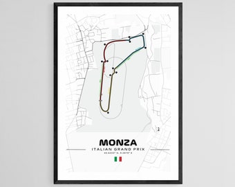 FORMUŁA 1 MONZA PLAKAT Plakat F1 Plakat toru F1 Plakat toru Monza Monza Wydruk Formuły 1 Wydruk F1 Wydruk Grand Prix Włoch Plakat