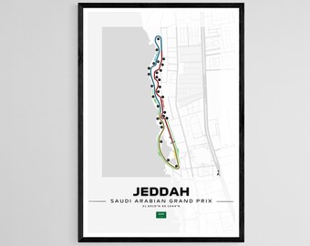 FORMULA 1 JEDDAH POSTER F1 Poster F1 Track Poster Jeddah Track Poster Jeddah Print Formel 1 Print F1 Print Saudi Arabien Grandprix Poster