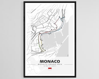 FORMULA 1 MONACO POSTER F1 Poster F1 Track Poster Monaco Track Poster Monaco Print Formula 1 Print F1 Print Monaco Grand Prix Poster