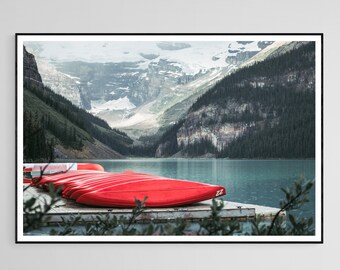 LAKE LOUISE PRINT Lake Louise Wall Art Lake Louise Poster Lake Louise Digital Banff Print Banff Poster Banff Art Banff Wall Art Canoe