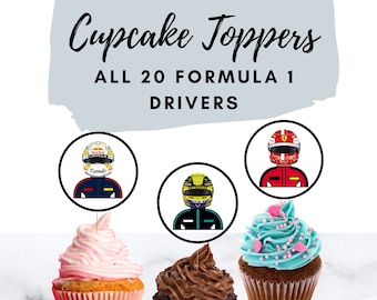 Formula 1 Birthday Party Cupcake Topper F1 Party Decor F1 Birthday Formula 1 Party F1 Birthday Party Formula 1 Helmet Formula 1 Cars Cupcake