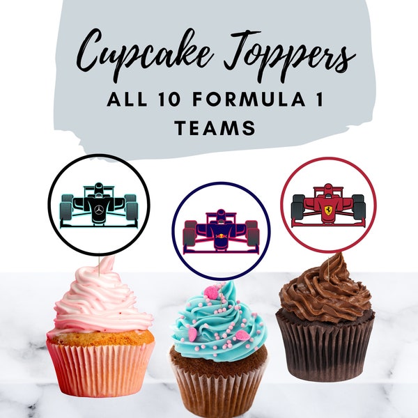 Formula 1 Birthday Party Cupcake Topper F1 Party Decor F1 Birthday Formula 1 Party F1 Birthday Party Formula 1 Car Formula 1 Cars Cupcake