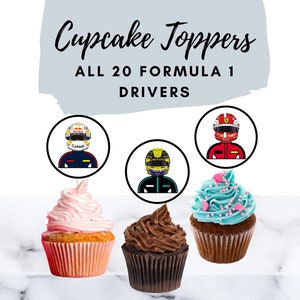 Formula 1 Birthday Party Cupcake Topper F1 Party Decor F1 Birthday Formula 1 Party F1 Birthday Party Formula 1 Helmet Formula 1 Cars Cupcake