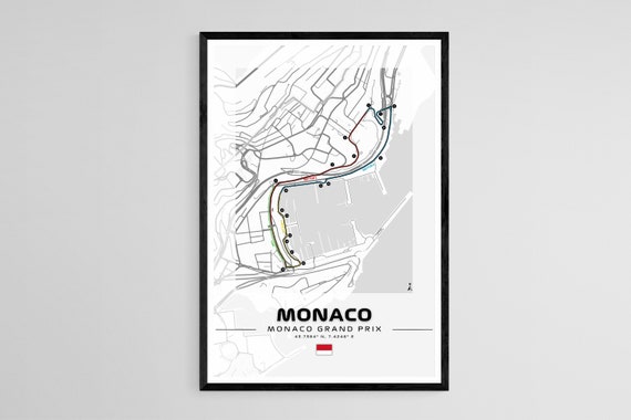 FORMULA 1 MONACO POSTER F1 Poster F1 Track Poster Monaco Track Poster Monaco Print Formula 1 Print F1 Print Monaco Grand Prix Poster