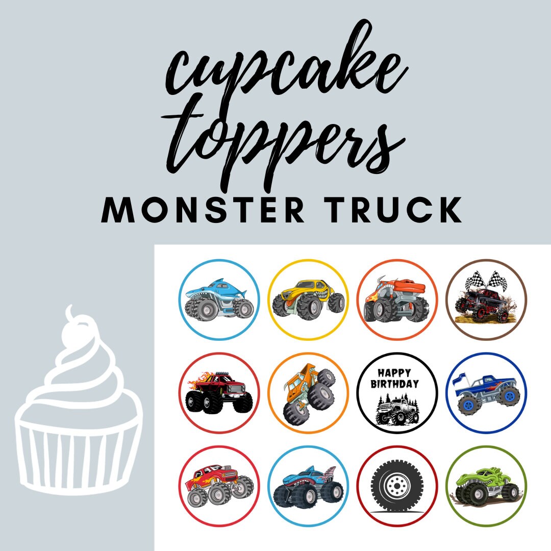 MONSTER TRUCK CUPCAKE Toppers Monster Truck Birthday Party Monster Truck Cake Topper Monstertruck Monstertrucks Monster Truck Party - Etsy monster-truck-cupcake-toppers-monster-truck-birthday-party-monster-truck-cake-topper-monstertruck-monstertrucks-monster-truck-party-etsy