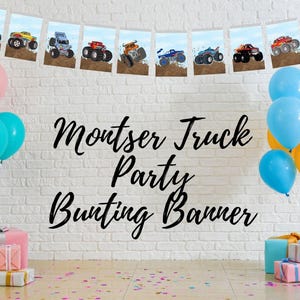 MONSTER TRUCK BUNTING banner monster truck birthday party monster truck banner monstertruck monstertrucks monster truck party