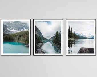 BANFF PRINT Lake Louise Print Moraine Lake Art Banff Poster Banff Art Banff Wall Art Banff Travel Poster Jasper Lake Louise Wall Art