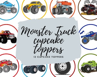 MONSTER TRUCK CUPCAKE toppers monster truck birthday party monster truck cake topper monstertruck monstertrucks monster truck party