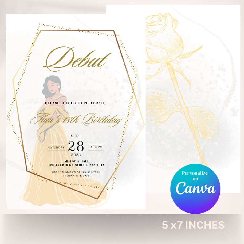 Filipino Debut Invitation Gold Theme Thank You Card 18th Etsy Canada